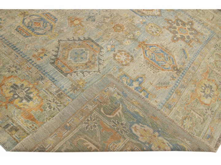 Modern Heriz Style Wool Rug 9 X 13