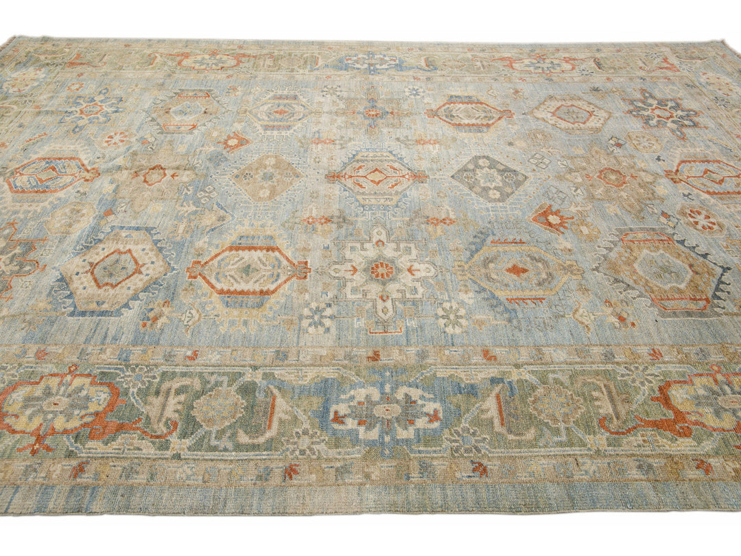 Modern Heriz Style Wool Rug 9 X 13