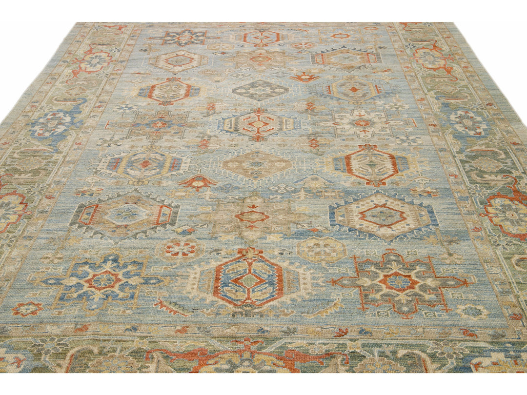 Modern Heriz Style Wool Rug 9 X 13