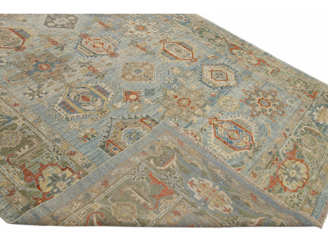 Modern Heriz Style Wool Rug 9 X 13