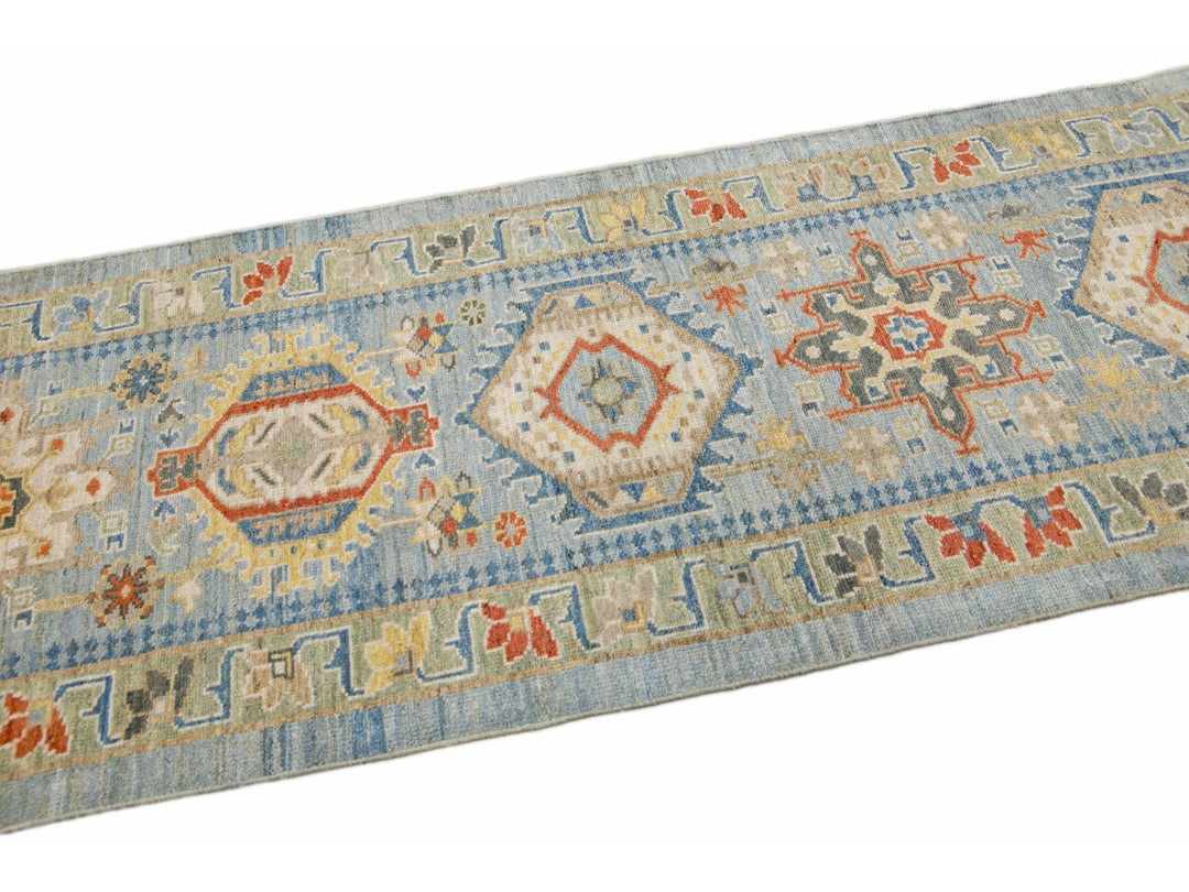 Modern Heriz Wool Long Runner 3 X 22