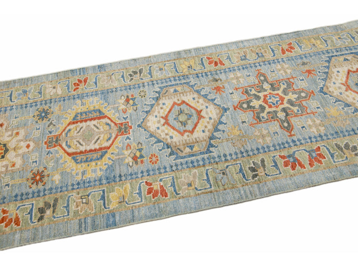 Modern Heriz Wool Long Runner 3 X 22