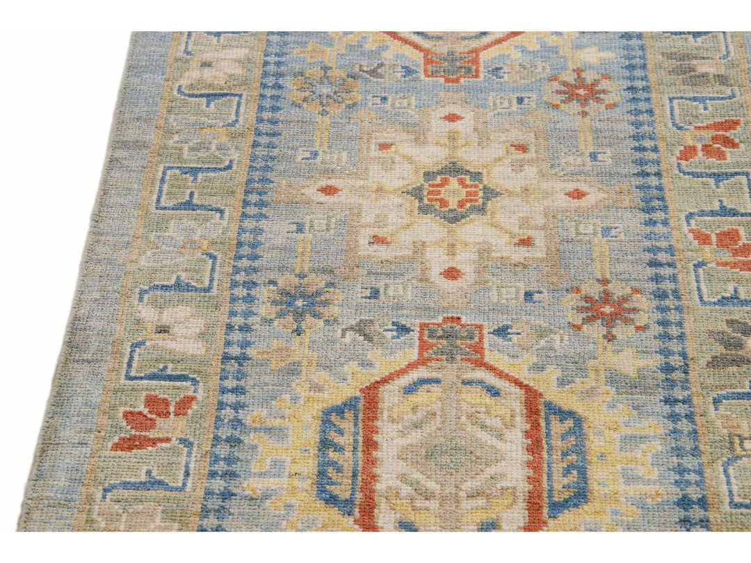 Modern Heriz Wool Long Runner 3 X 22