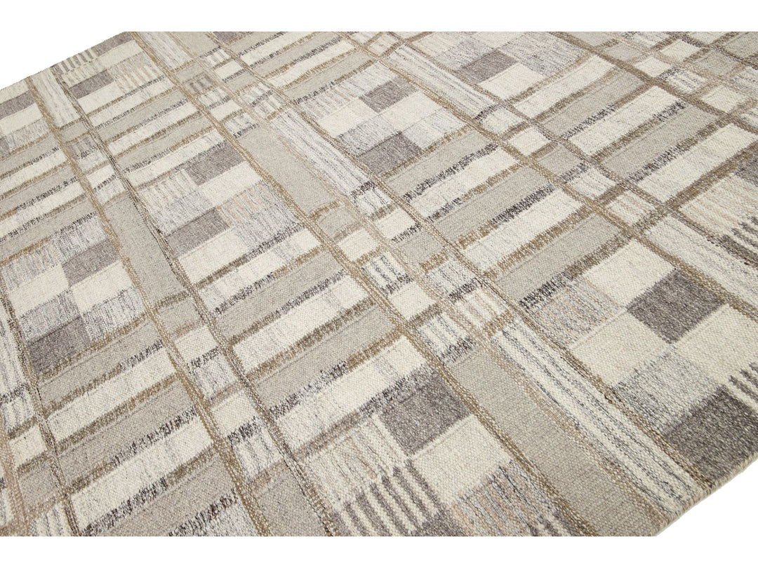 Modern Swedish Wool Rug 9 X 12