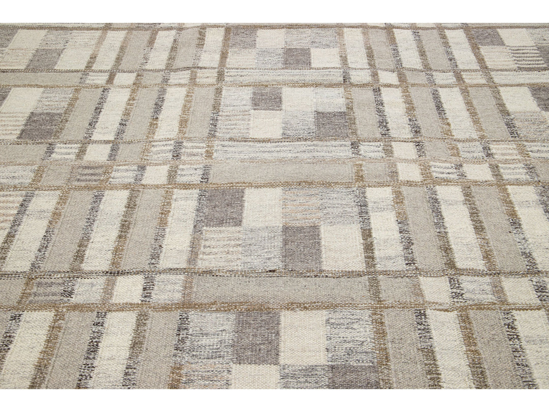 Modern Swedish Wool Rug 9 X 12