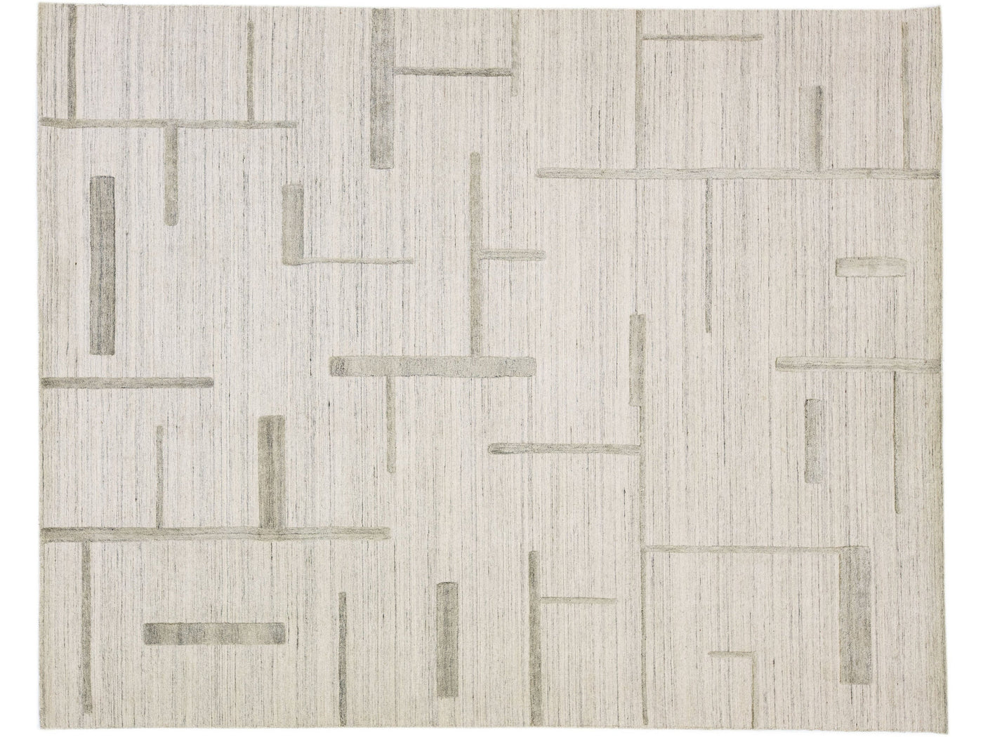 Ivory Contemporary Texture Handmade Wool & Viscose Rug