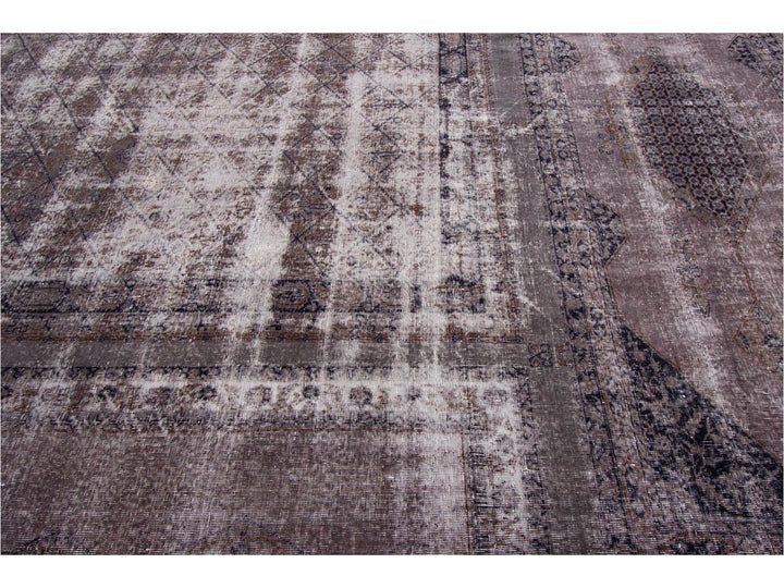 Vintage Gray Overdyed Wool Rug 11 x 17