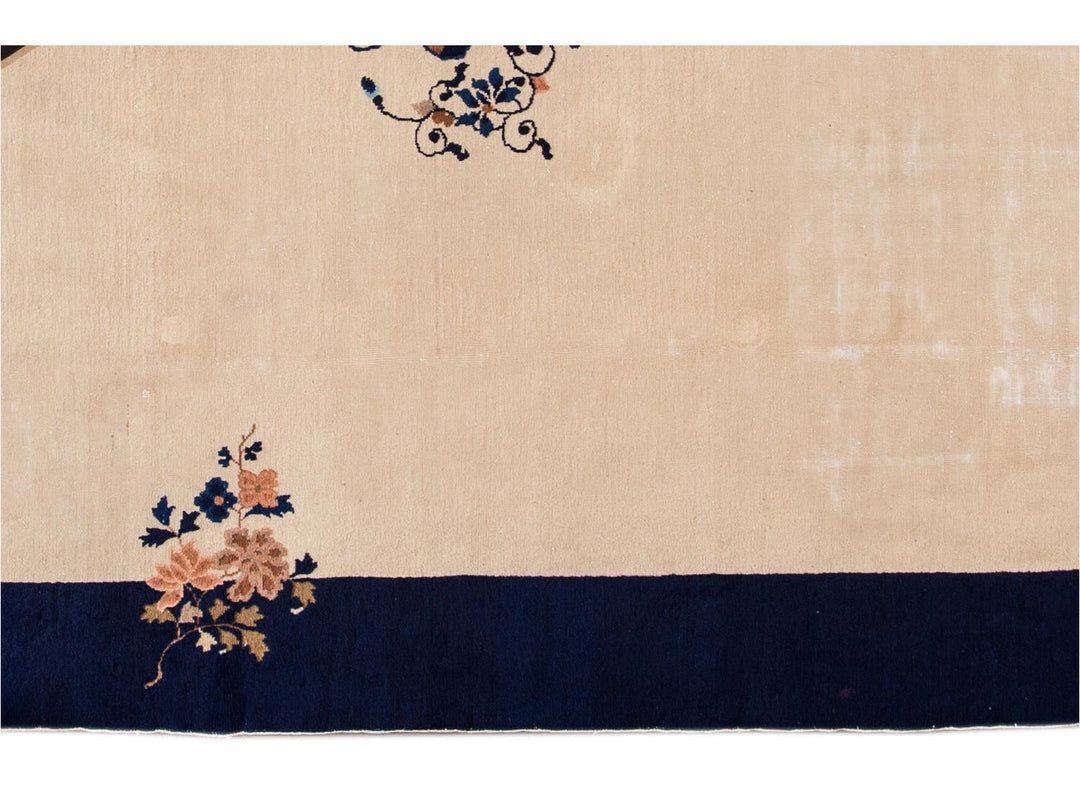 Antique Beige Peking Chinese Wool Rug  9 X 12