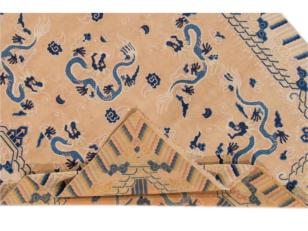 Antique Dragon Peking Chinese Wool Rug 7 X 10