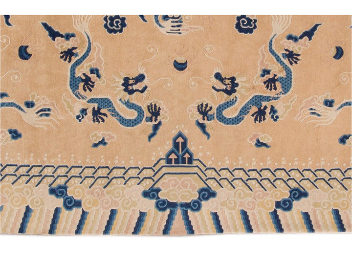 Antique Dragon Peking Chinese Wool Rug 7 X 10