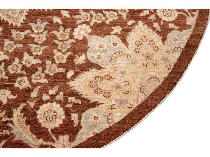 Antique Peshawar Style Round Rug 9 X 9