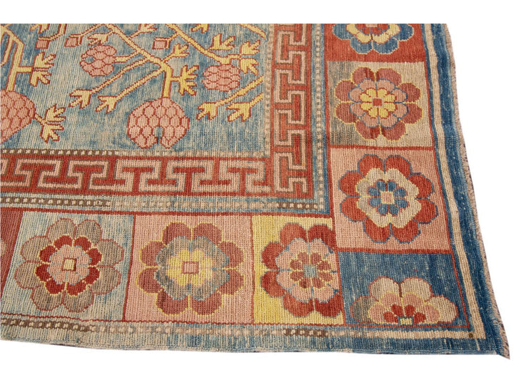 Vintage Khotan Style Tribal Wool Rug 7 X 9