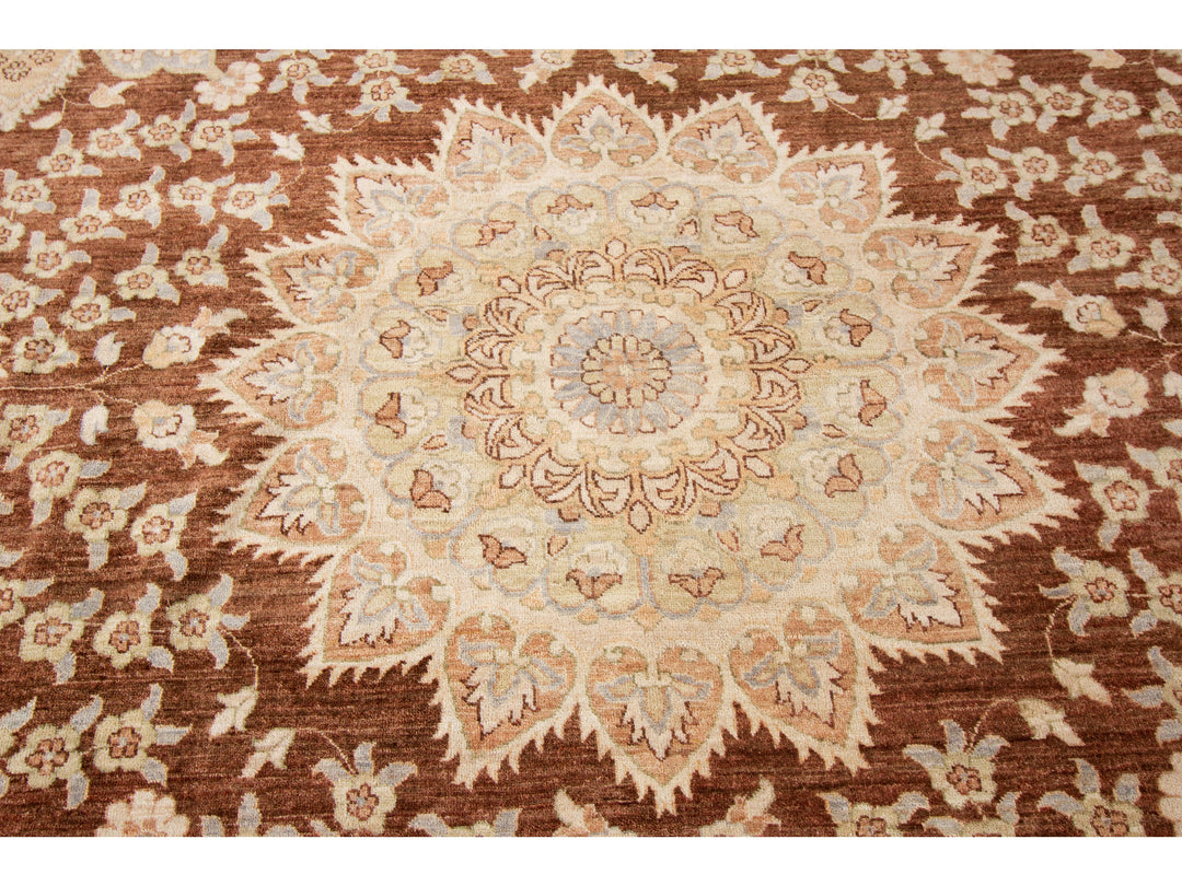 Antique Peshawar Style Round Rug 9 X 9