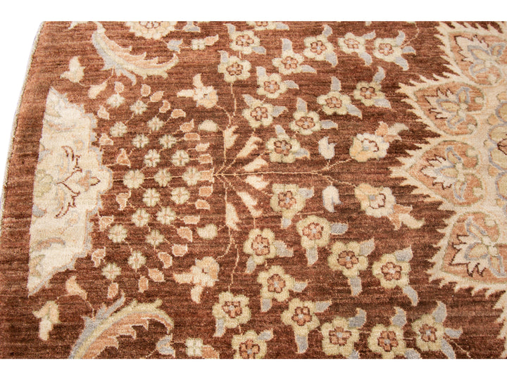 Antique Peshawar Style Round Rug 9 X 9