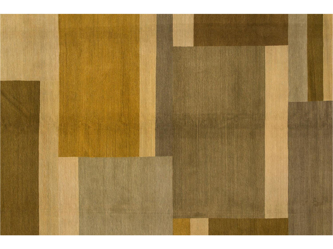 Modern Geometric Nepalese Wool Rug 9 X 12