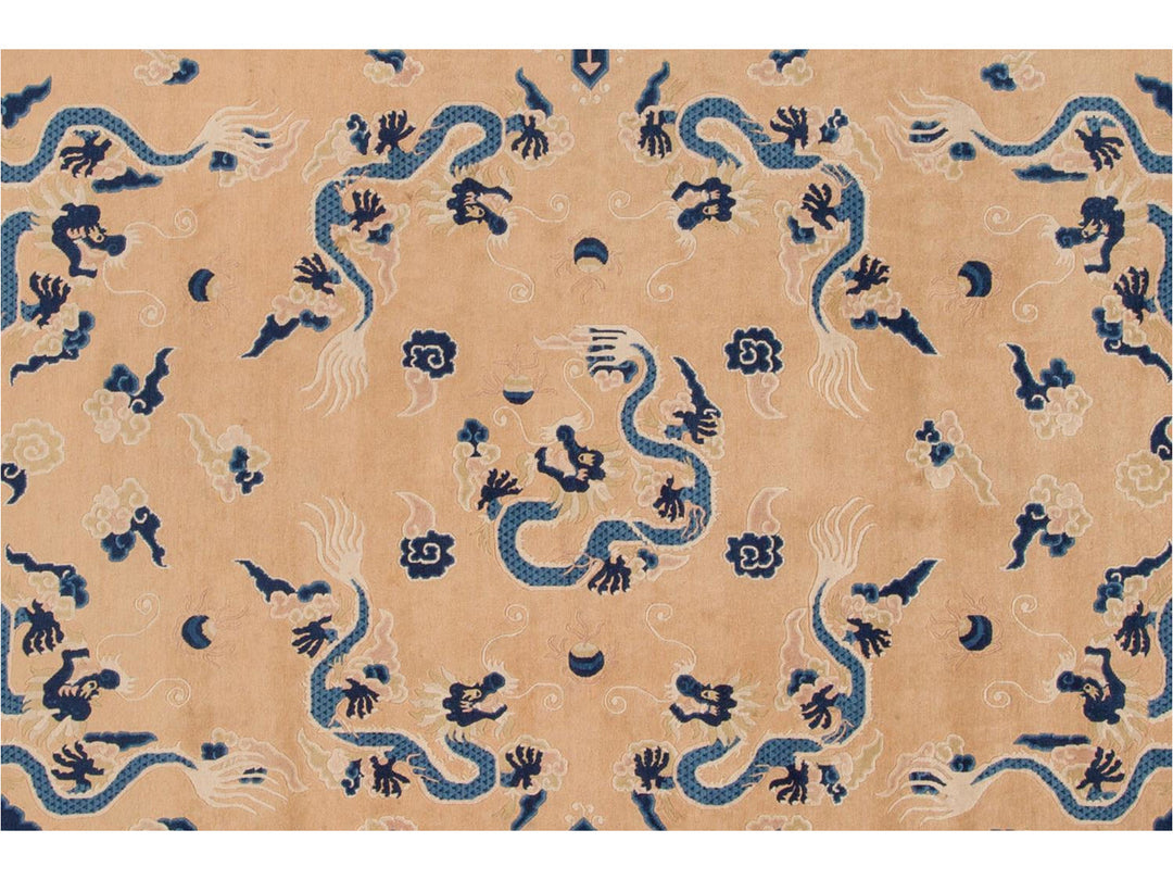 Antique Dragon Peking Chinese Wool Rug 7 X 10