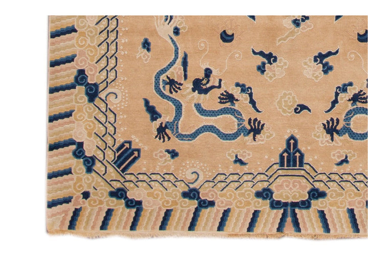 Antique Dragon Peking Chinese Wool Rug 7 X 10