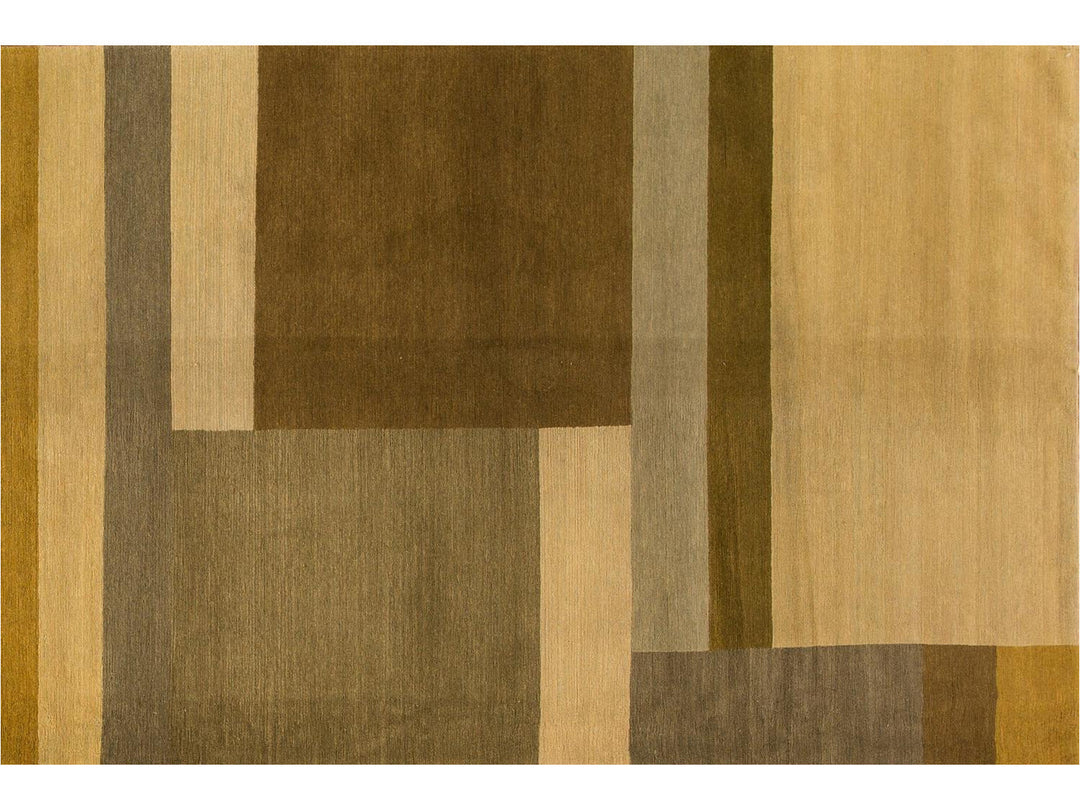 Modern Geometric Nepalese Wool Rug 9 X 12