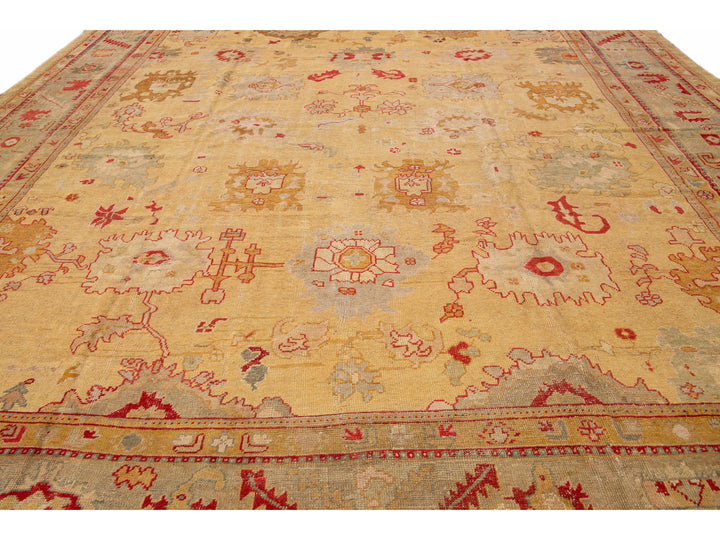Antique Turkish Oushak Wool Rug 15 X 16