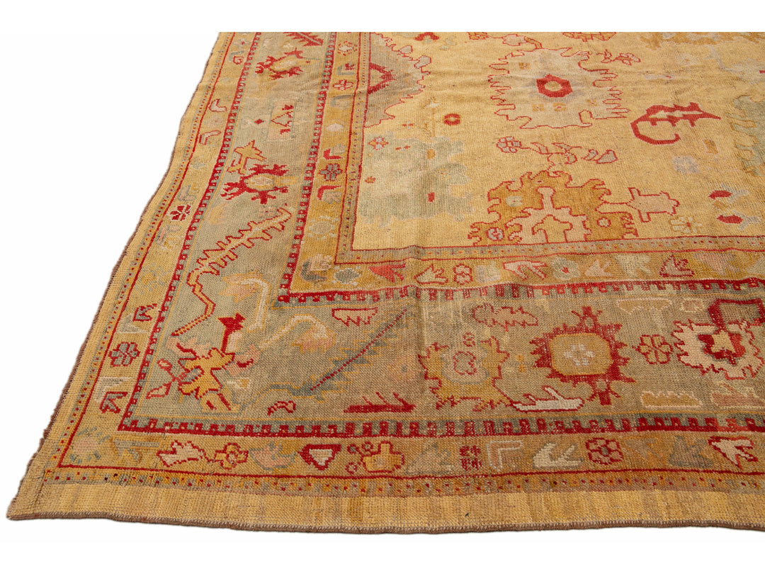 Antique Turkish Oushak Wool Rug 15 X 16