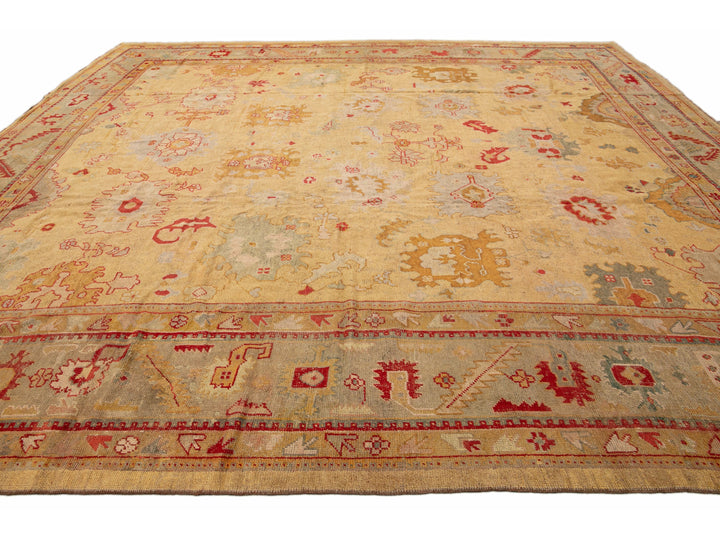 Antique Turkish Oushak Wool Rug 15 X 16