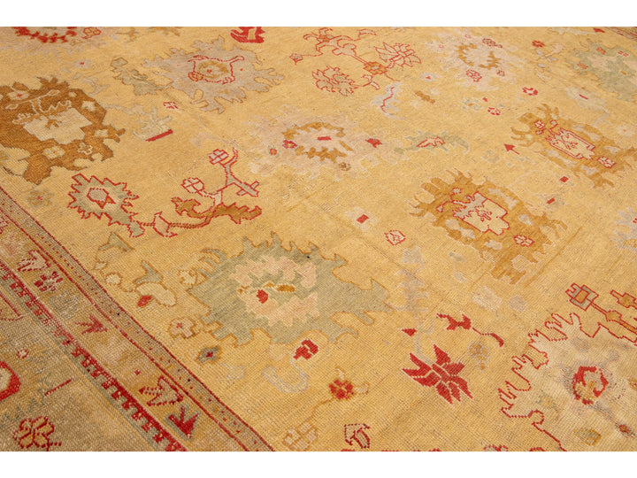 Antique Turkish Oushak Wool Rug 15 X 16