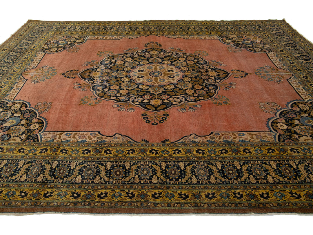 Antique Persian Tabriz Wool Rug 9 X 13