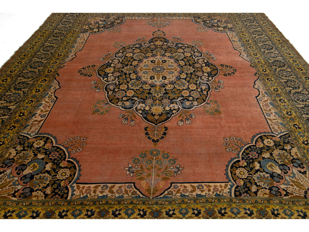 Antique Persian Tabriz Wool Rug 9 X 13