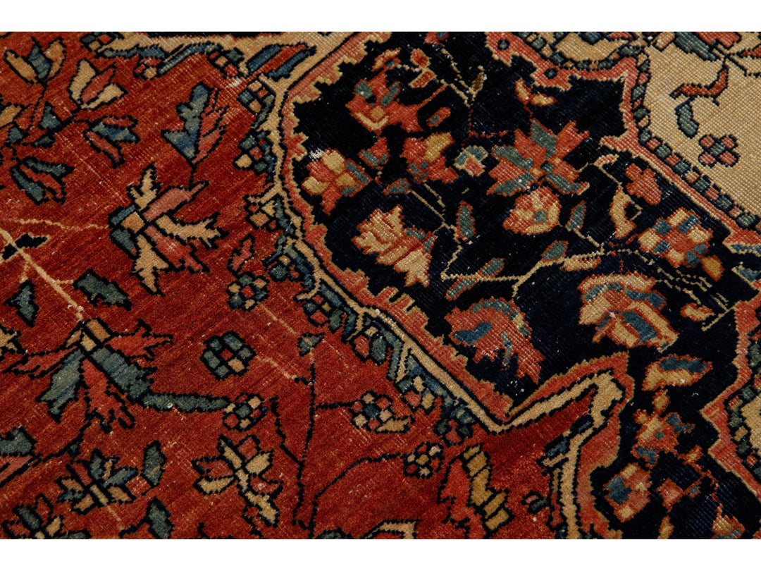 Antique Persian Farahan Wool Rug 13 X 22