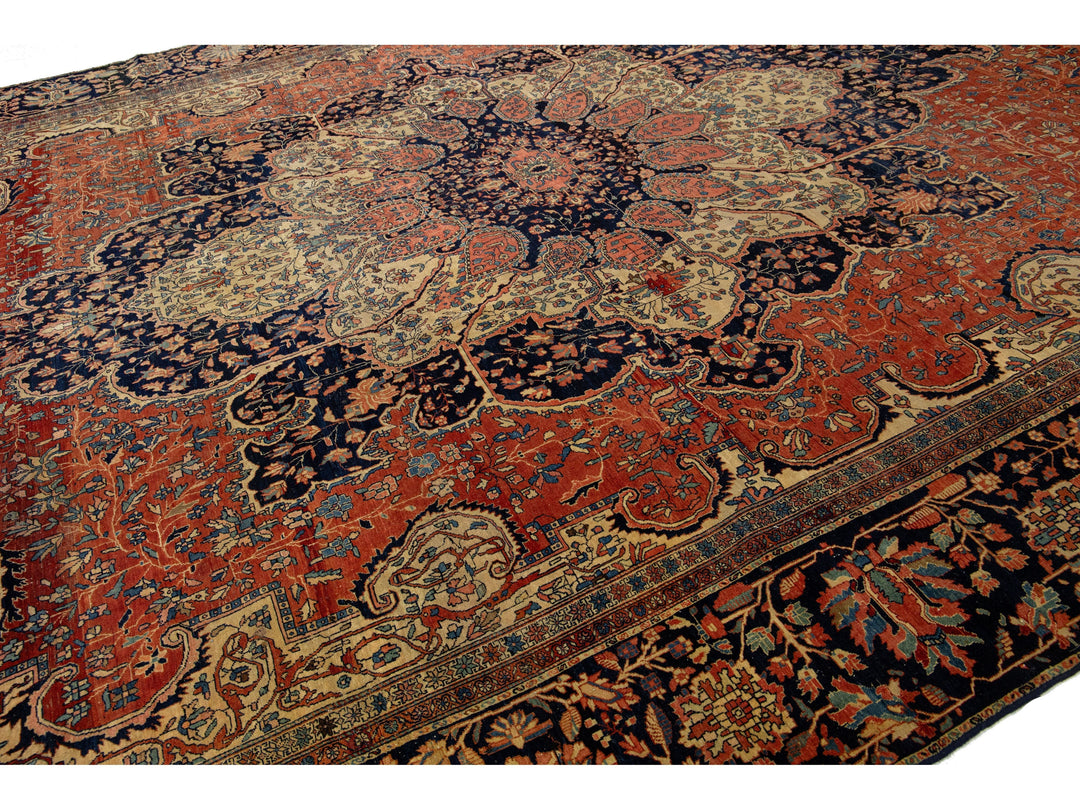 Antique Persian Farahan Wool Rug 13 X 22