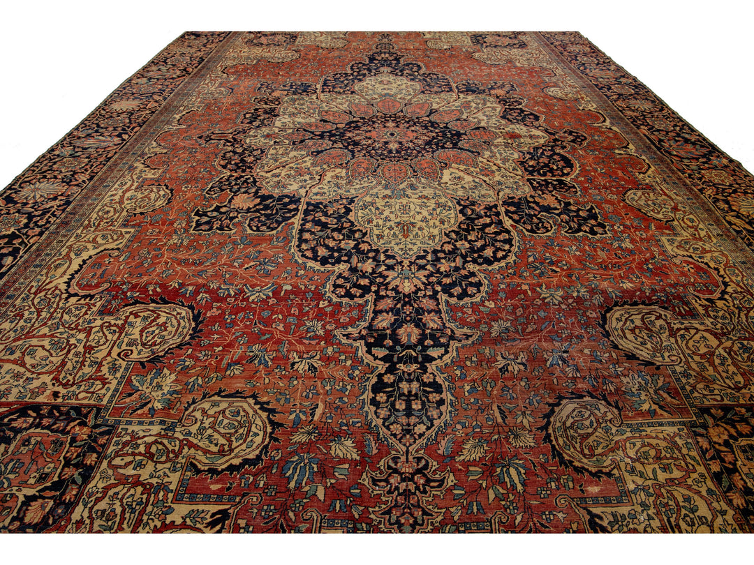 Antique Persian Farahan Wool Rug 13 X 22