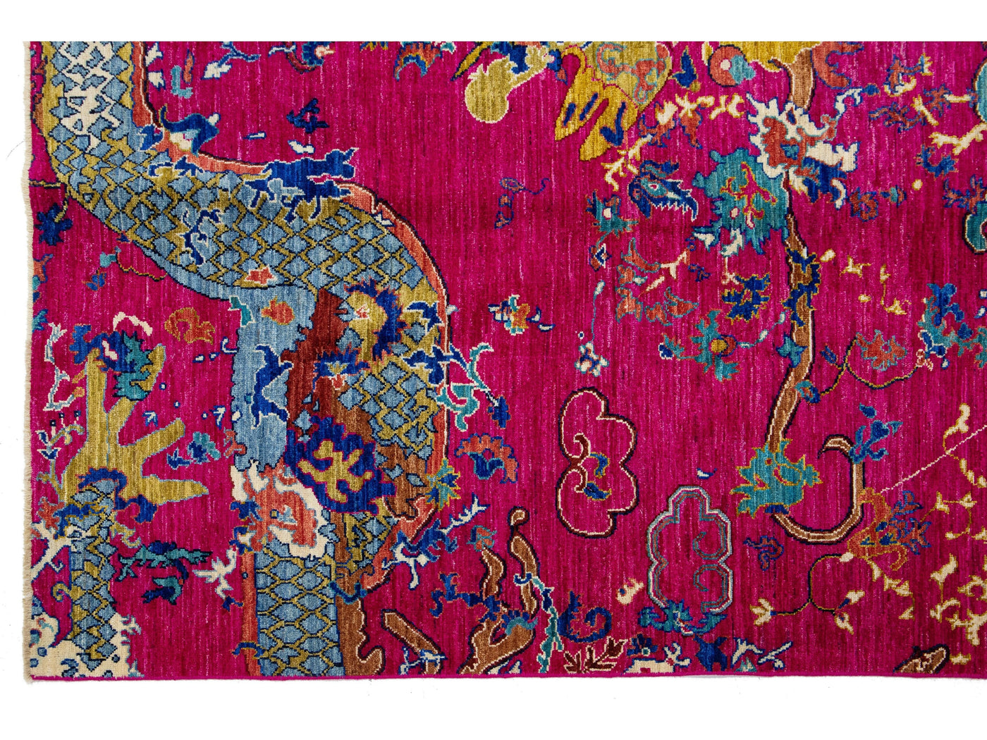 Modern Art Deco Dragon Chinese Wool and Silk Rug 7 X 10