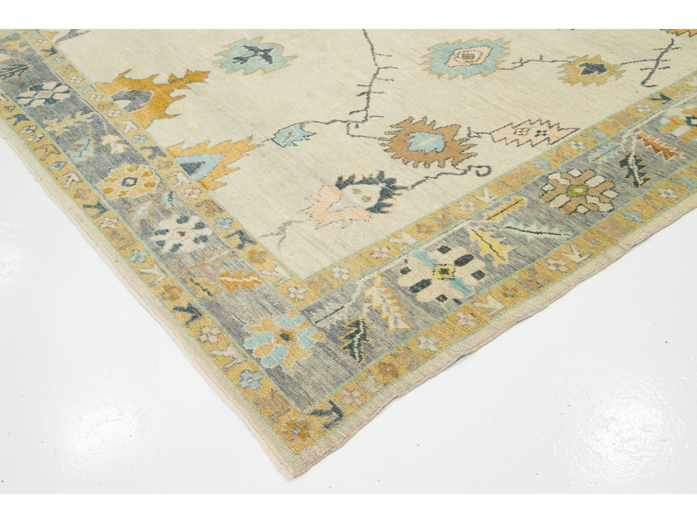 Modern Turkish Oushak Wool Rug 10 X 15