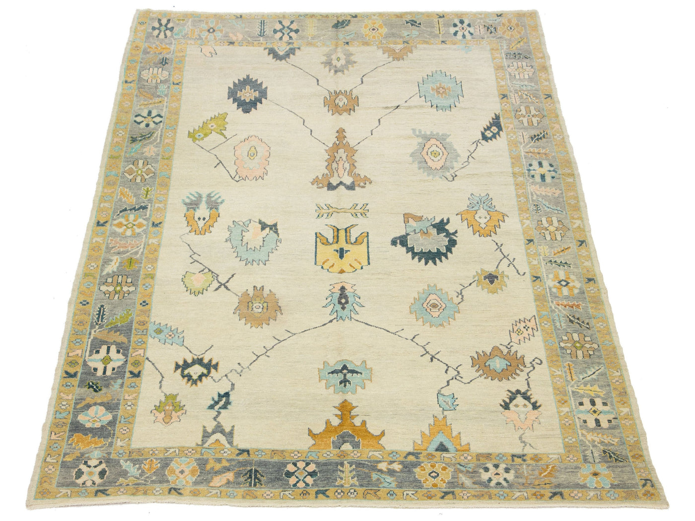 Modern Turkish Oushak Wool Rug 10 X 15