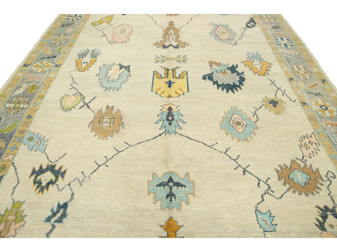 Modern Turkish Oushak Wool Rug 10 X 15