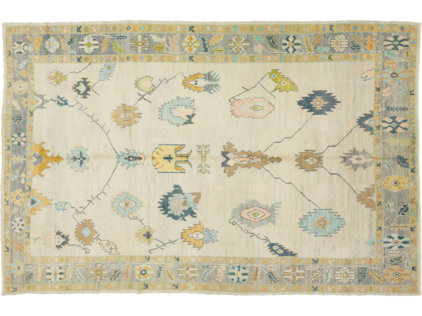 Modern Turkish Oushak Wool Rug 10 X 15