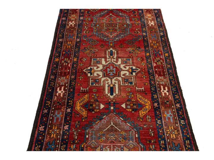 Antique Heriz Wool Runner Rug 3 X 18