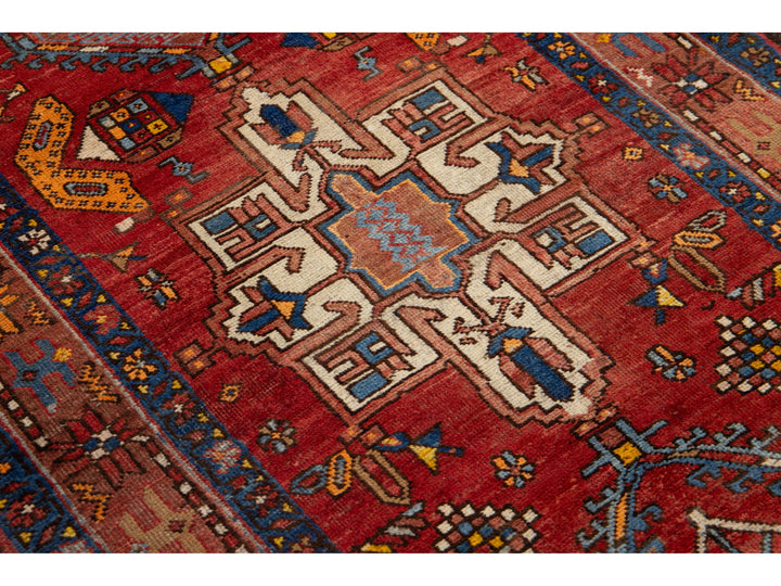 Antique Heriz Wool Runner Rug 3 X 18