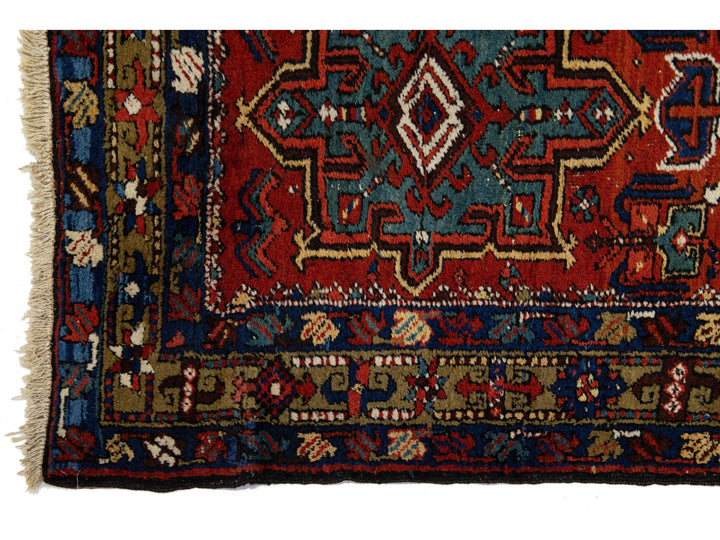 Antique Heriz Wool Runner Rug 3 X 15