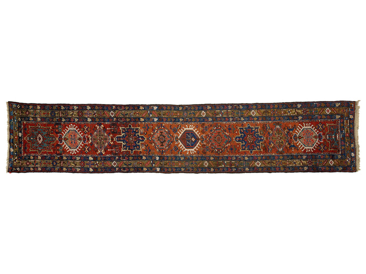 Antique Heriz Wool Runner Rug 3 X 15