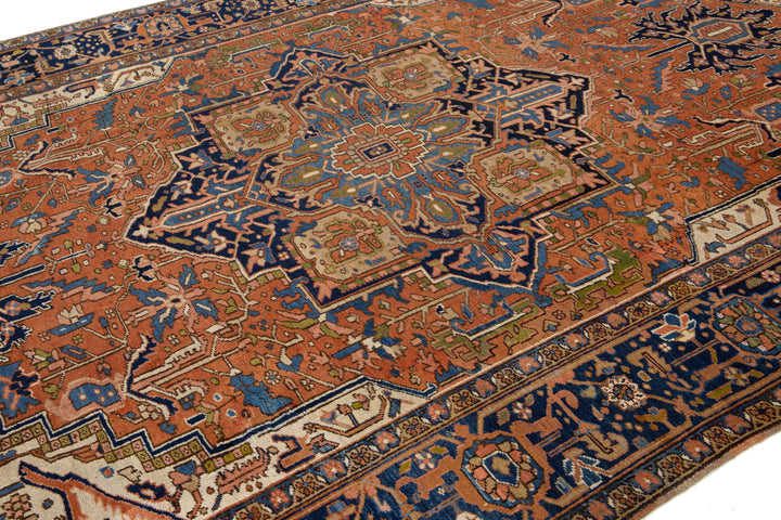 Antique Persian Heriz Wool Rug 8 X 12