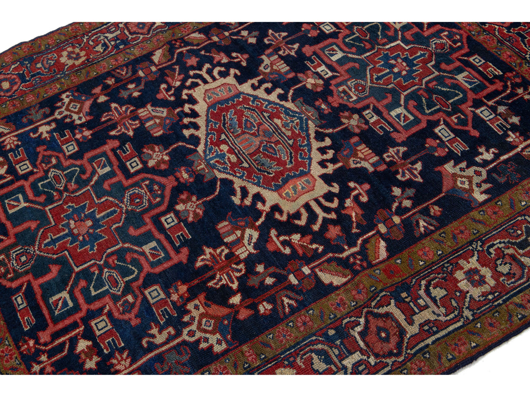 Antique Persian Heriz Wool Rug 4 X 5