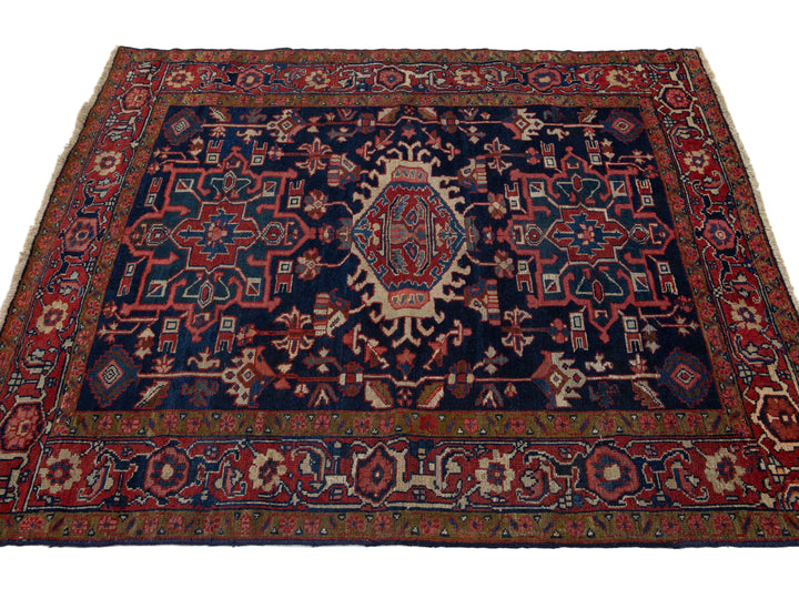 Antique Persian Heriz Wool Rug 4 X 5