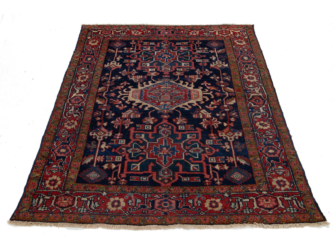 Antique Persian Heriz Wool Rug 4 X 5