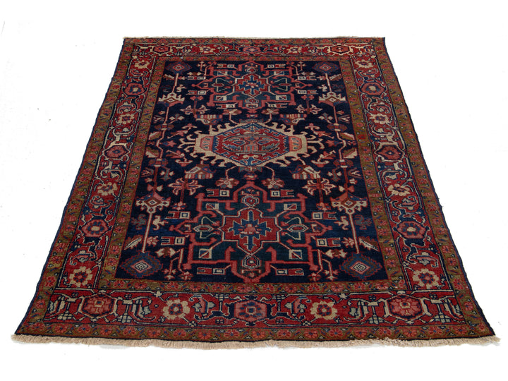 Antique Persian Heriz Wool Rug 4 X 5
