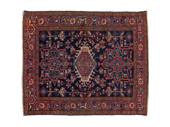 Antique Persian Heriz Wool Rug 4 X 5