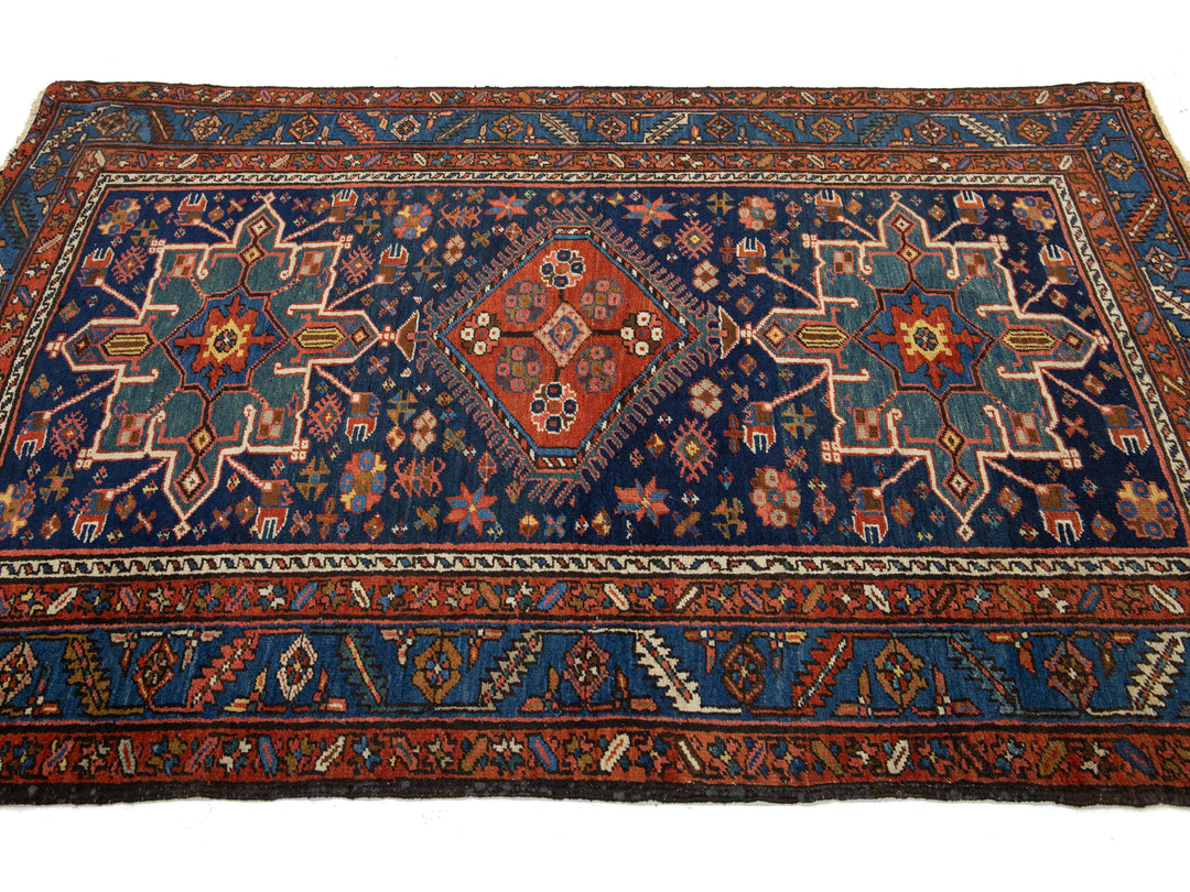 Antique Persian Heriz Wool Rug 5 X 7
