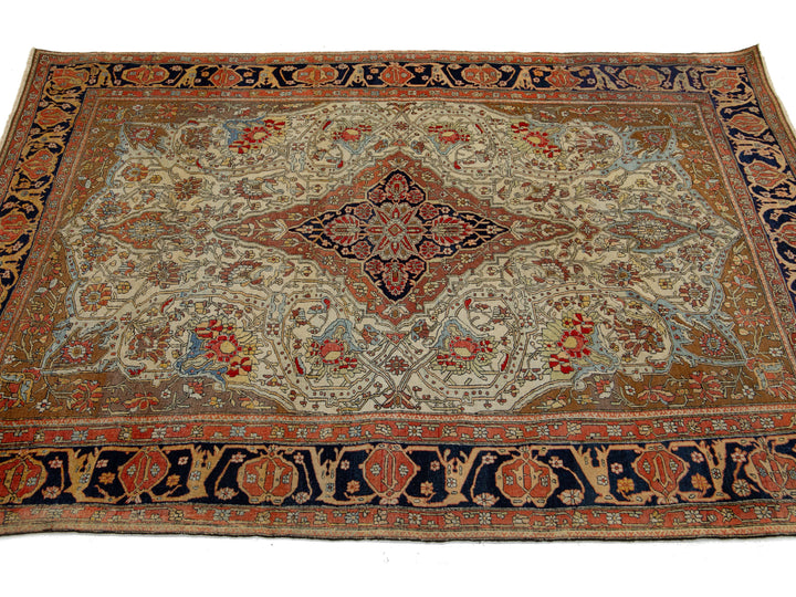 Antique Persian Mohtasham Kashan Wool Rug 5 X 7