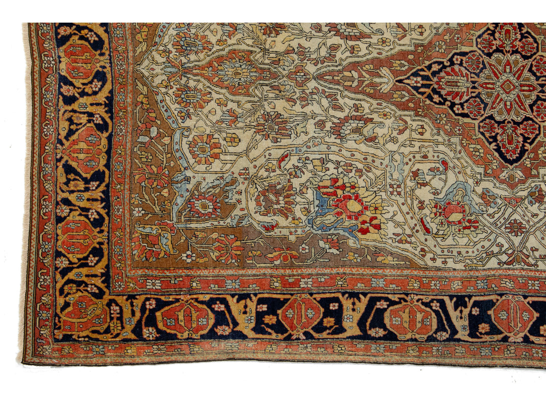 Antique Persian Mohtasham Kashan Wool Rug 5 X 7