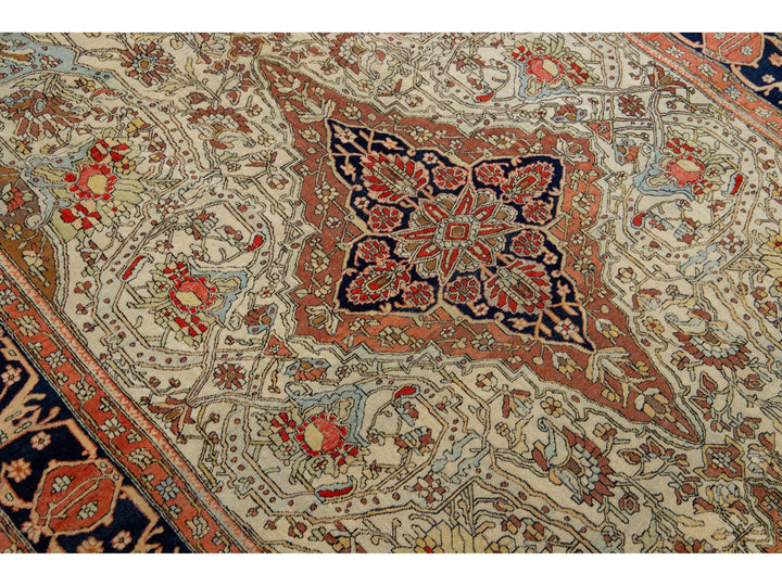 Antique Persian Mohtasham Kashan Wool Rug 5 X 7